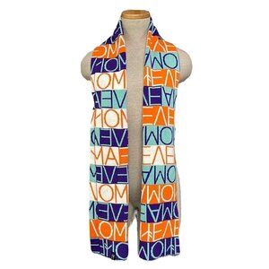 Neve Monograph Scarf Wool Blend Blue Orange